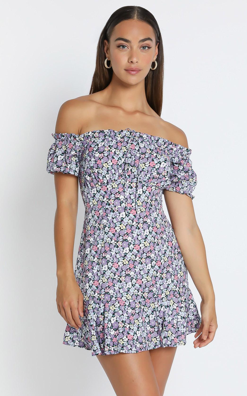 Cherish Dress in Purple Floral