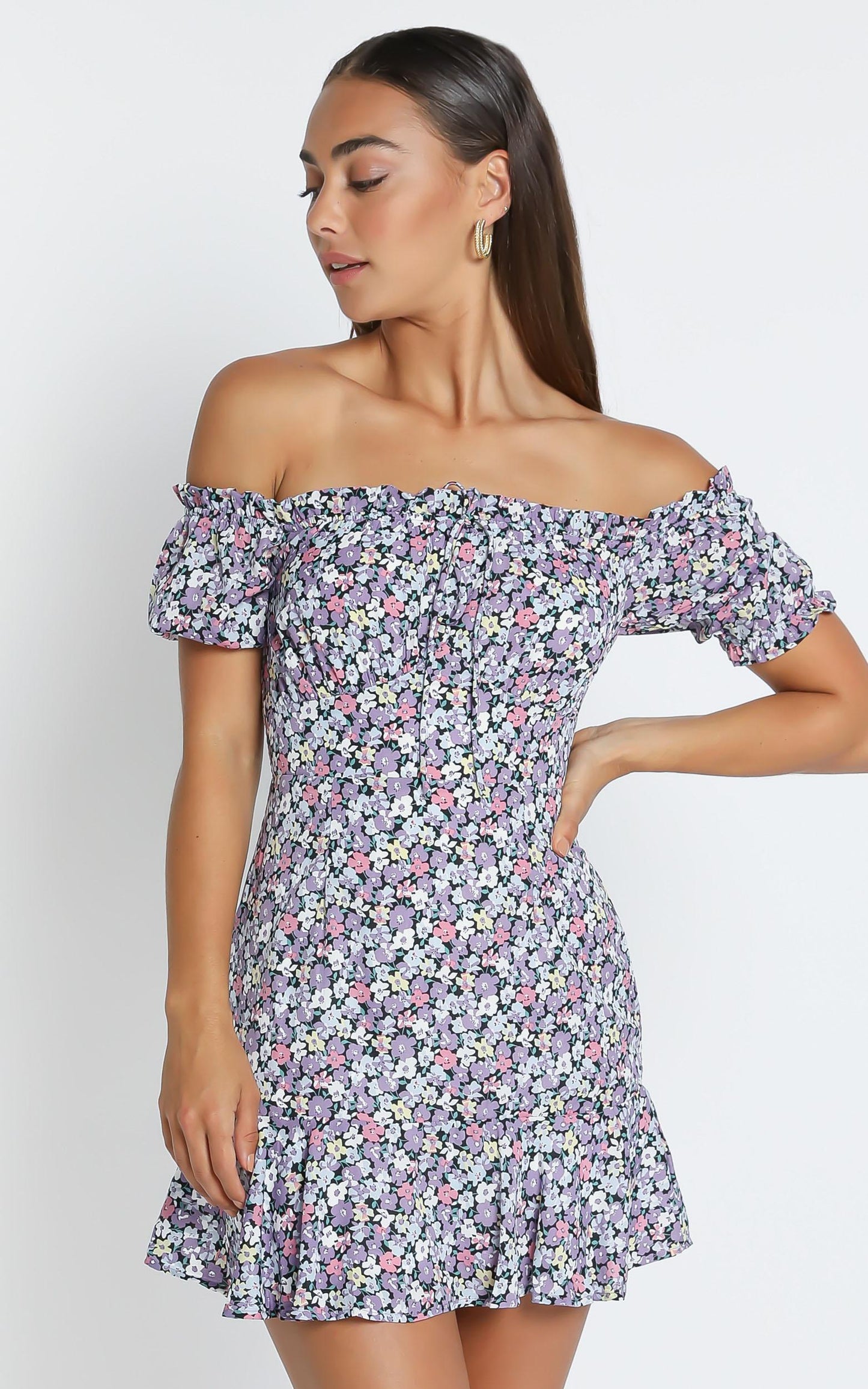 Cherish Dress in Purple Floral