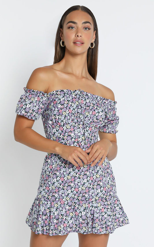 Cherish Dress in Purple Floral