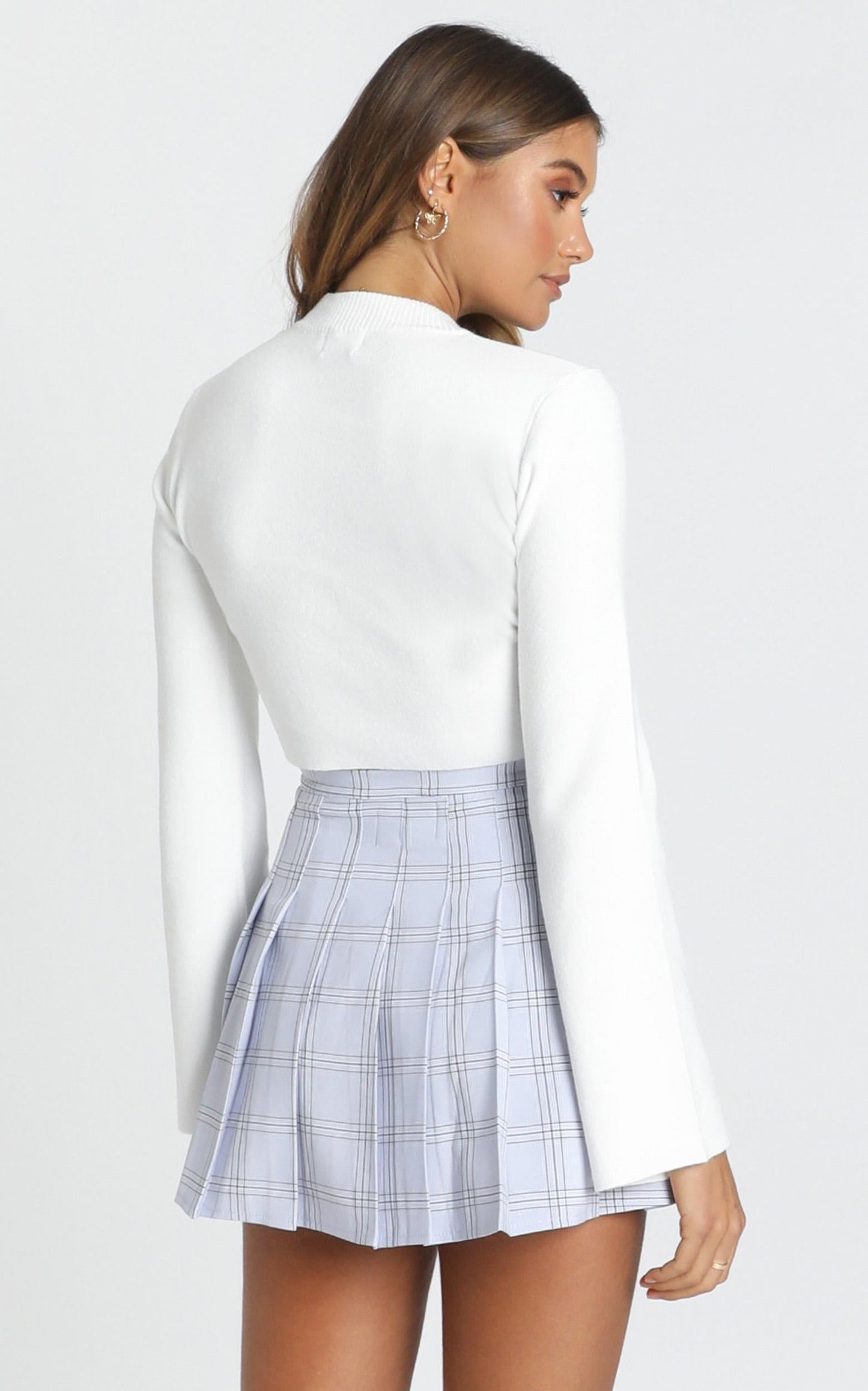Cher Pleated Mini Skirt In Blue Check