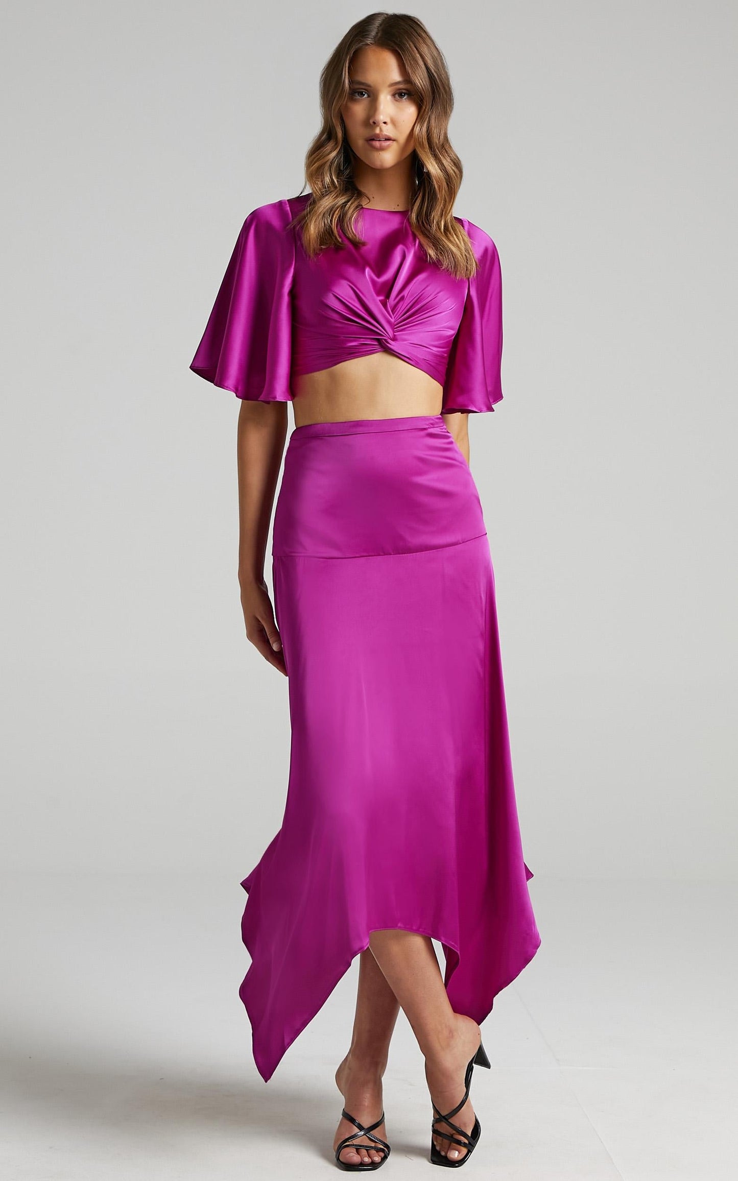 Chione Two Piece Set in Mulberry Satin