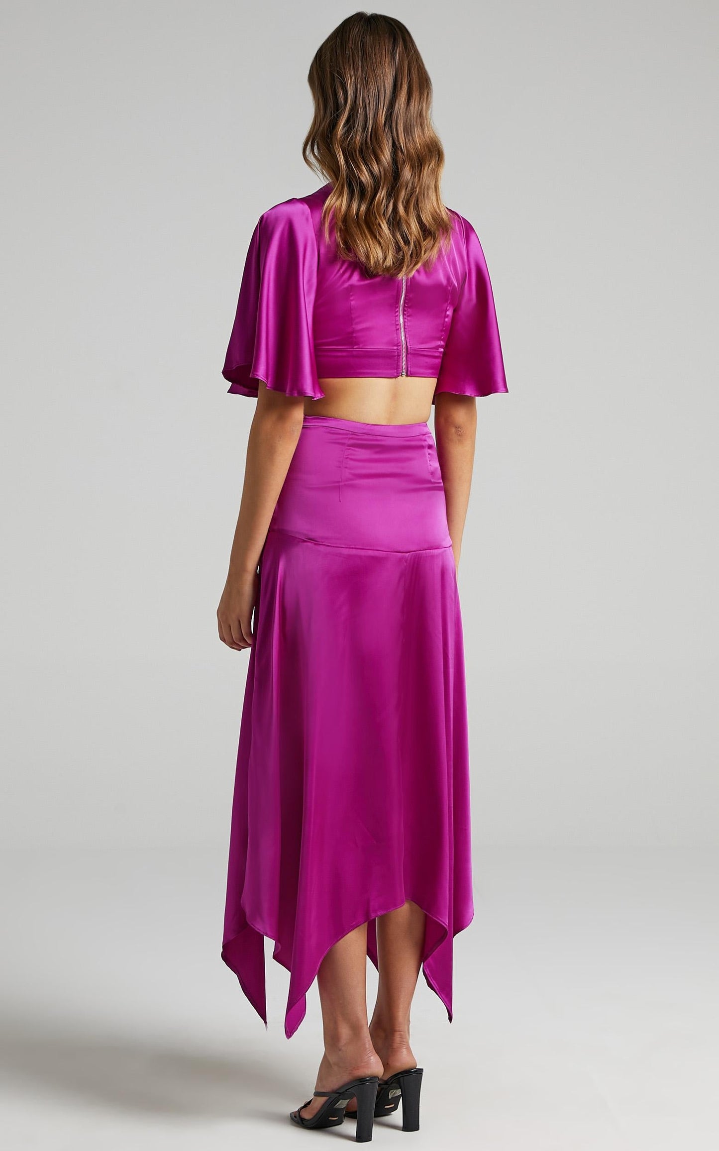 Chione Two Piece Set in Mulberry Satin