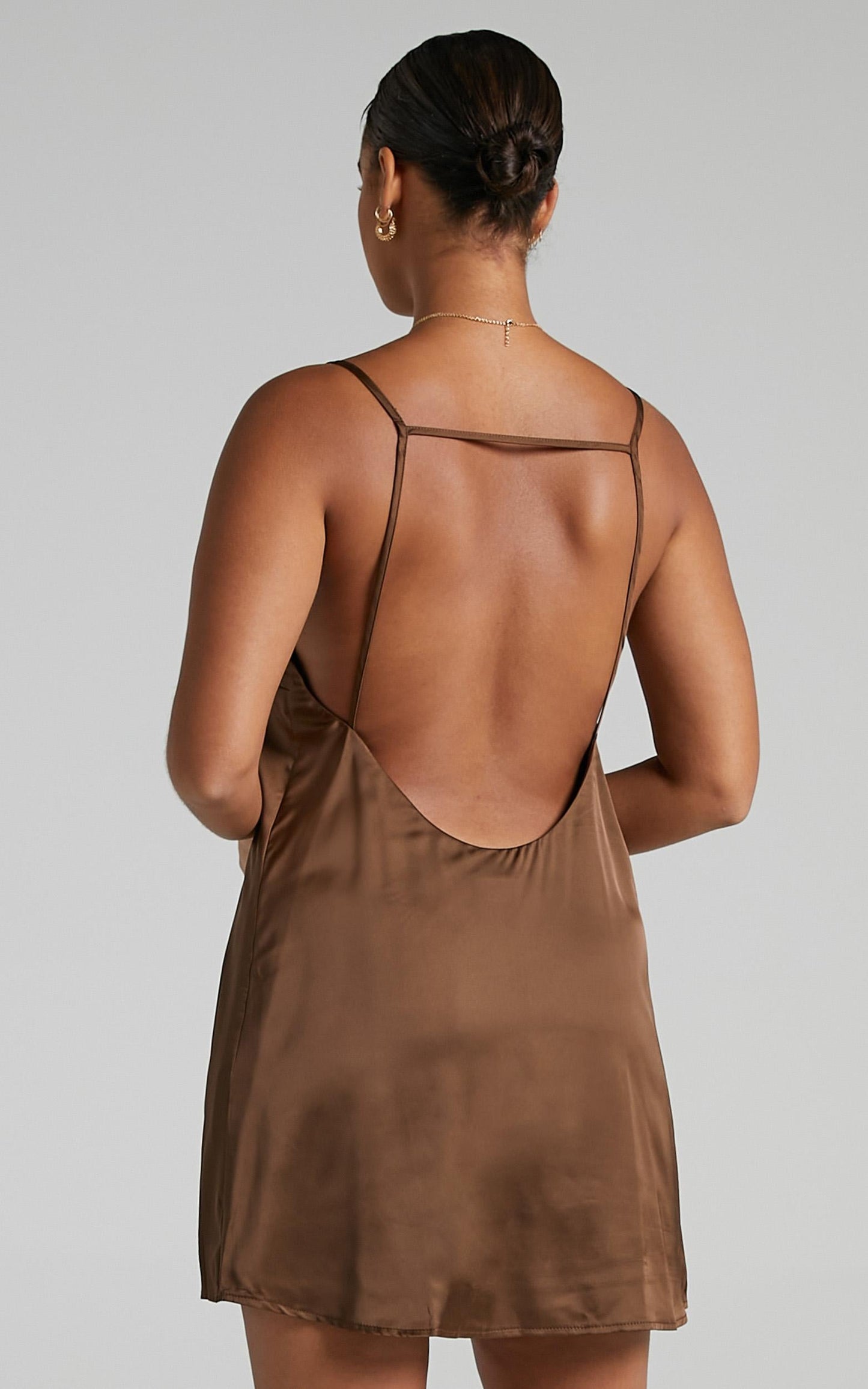 Elif Dress in Chocolate Satin