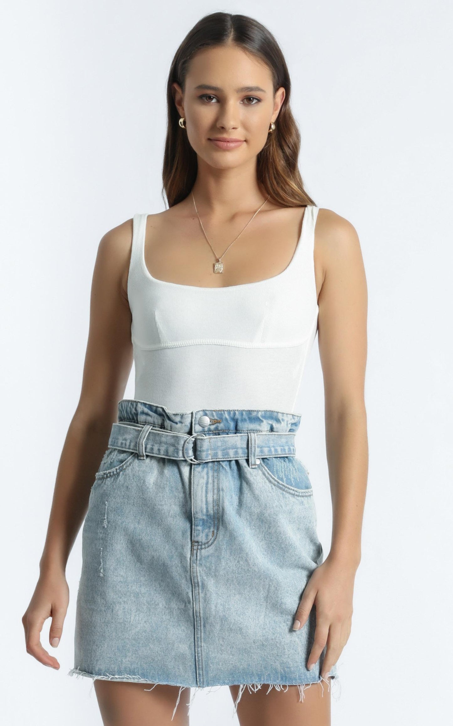 Twiin - Cinch Skirt in Light Blue Wash