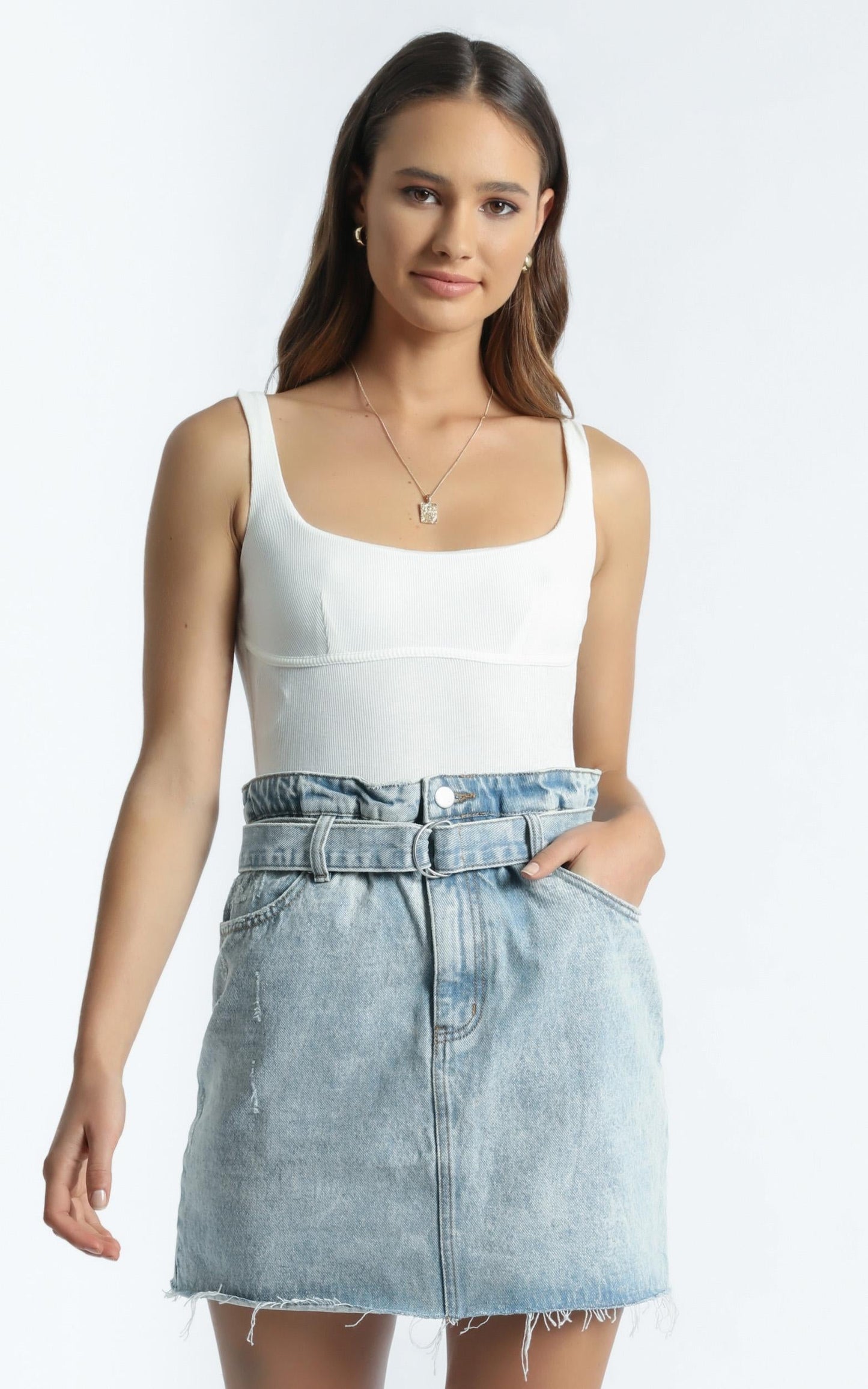 Twiin - Cinch Skirt in Light Blue Wash