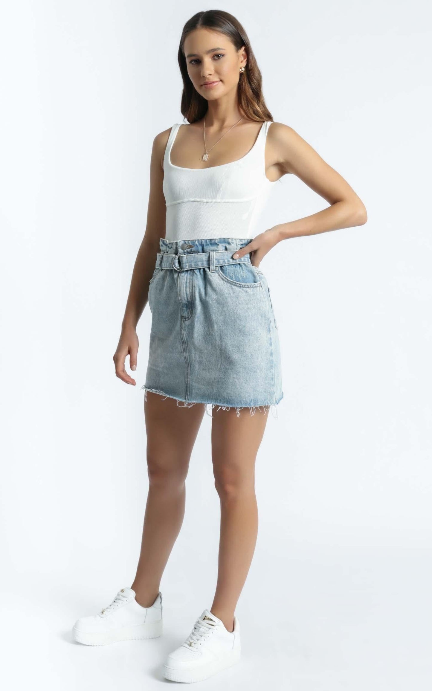Twiin - Cinch Skirt in Light Blue Wash