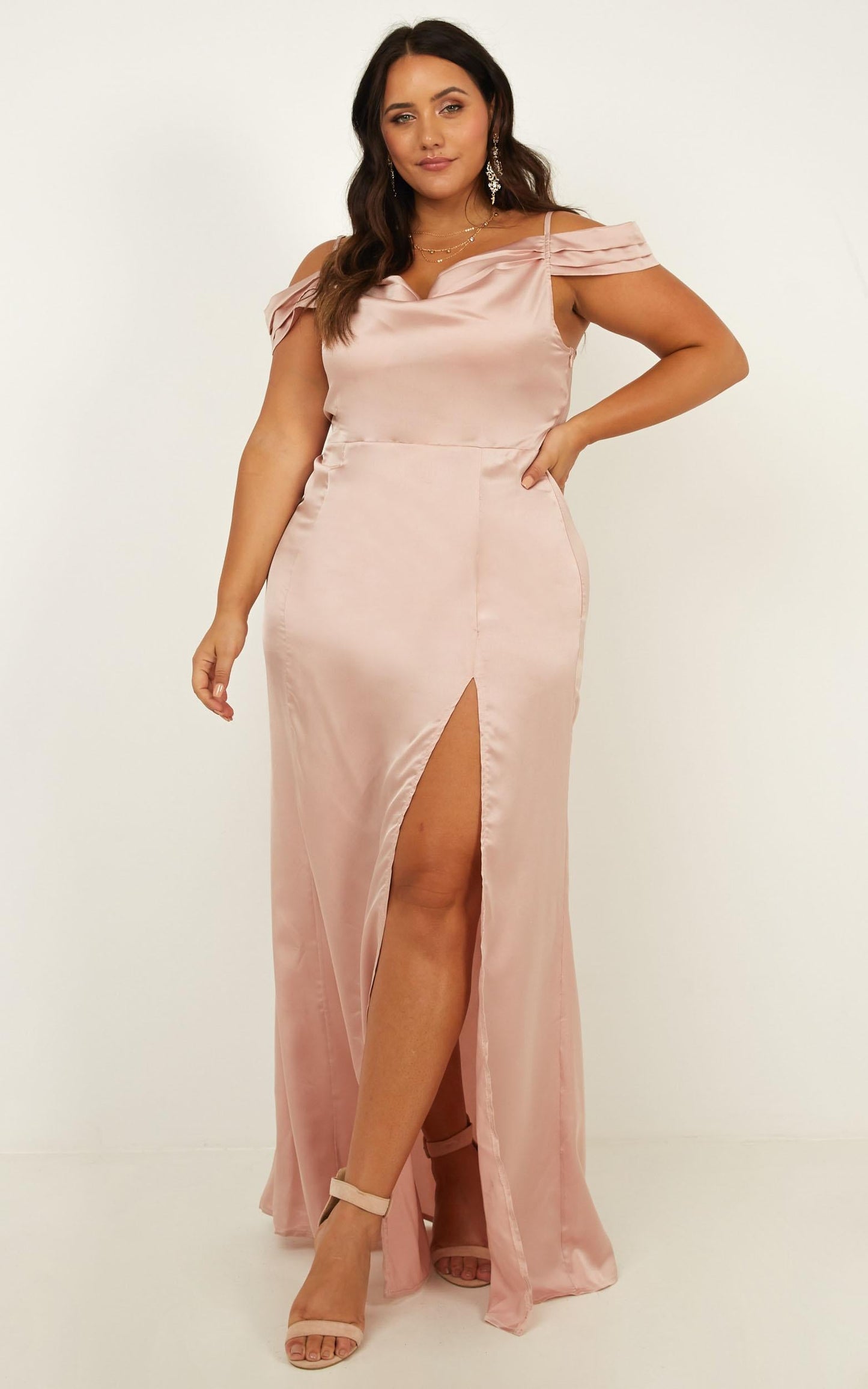 City Is Mine Dress in blush satin