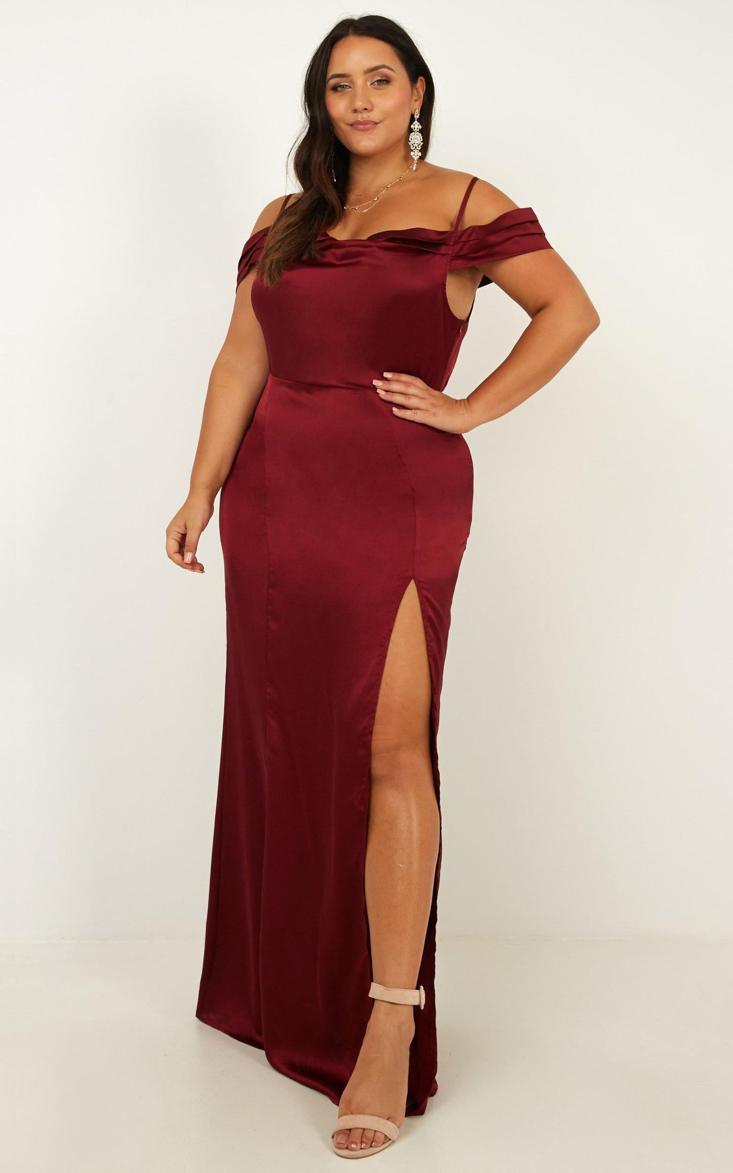 City Is Mine Dress in wine satin
