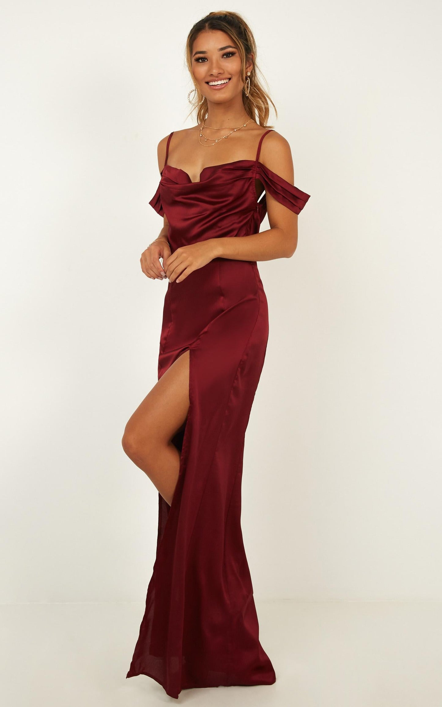 City Is Mine Dress in wine satin