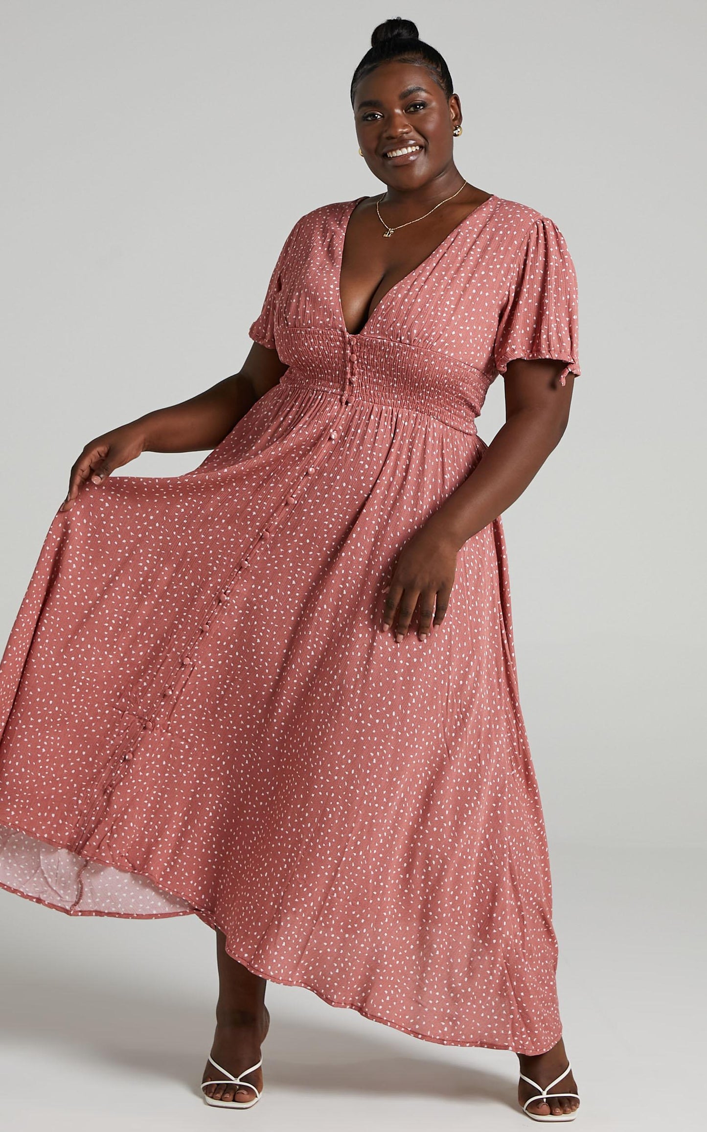 Claudia Midi Dress in rust spot