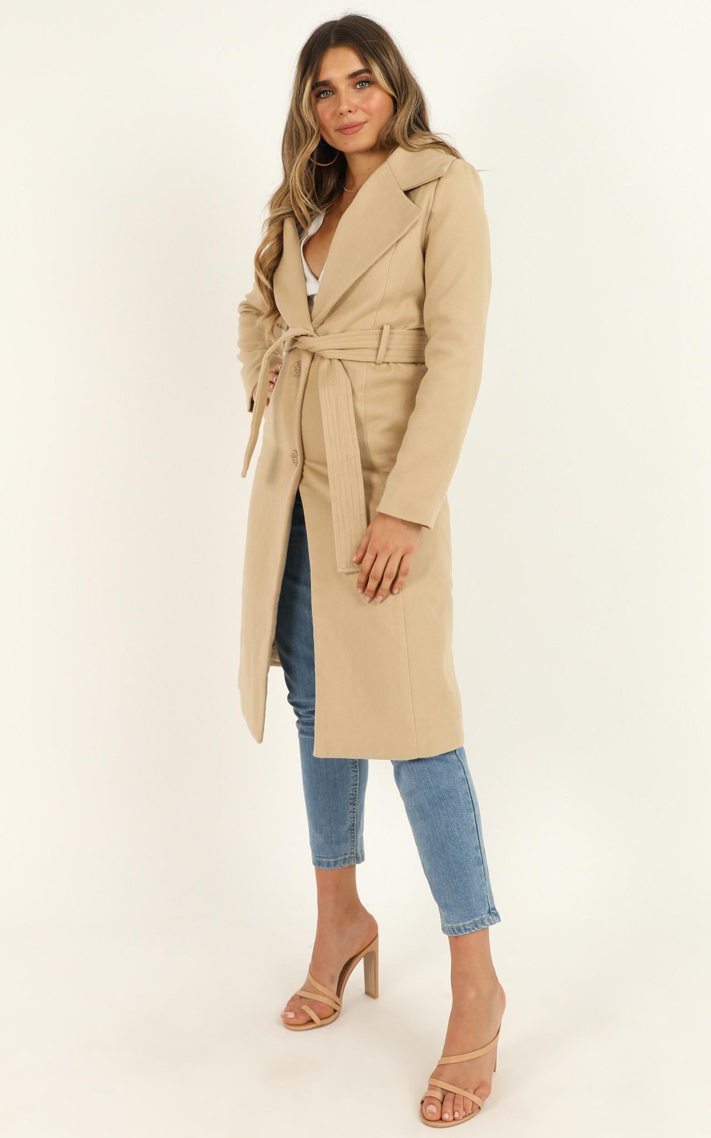 Class Act Trench Coat In Beige