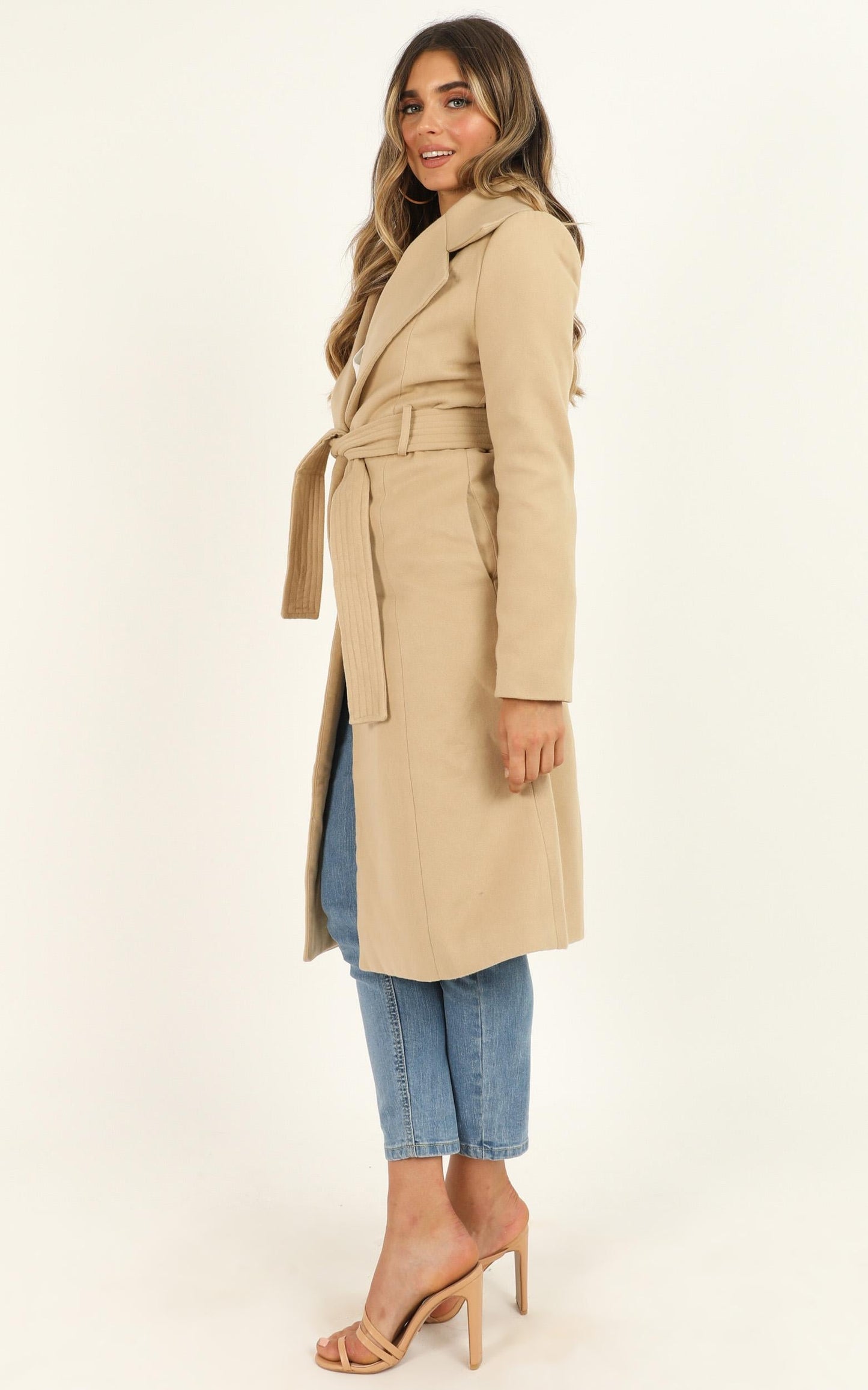 Class Act Trench Coat In Beige