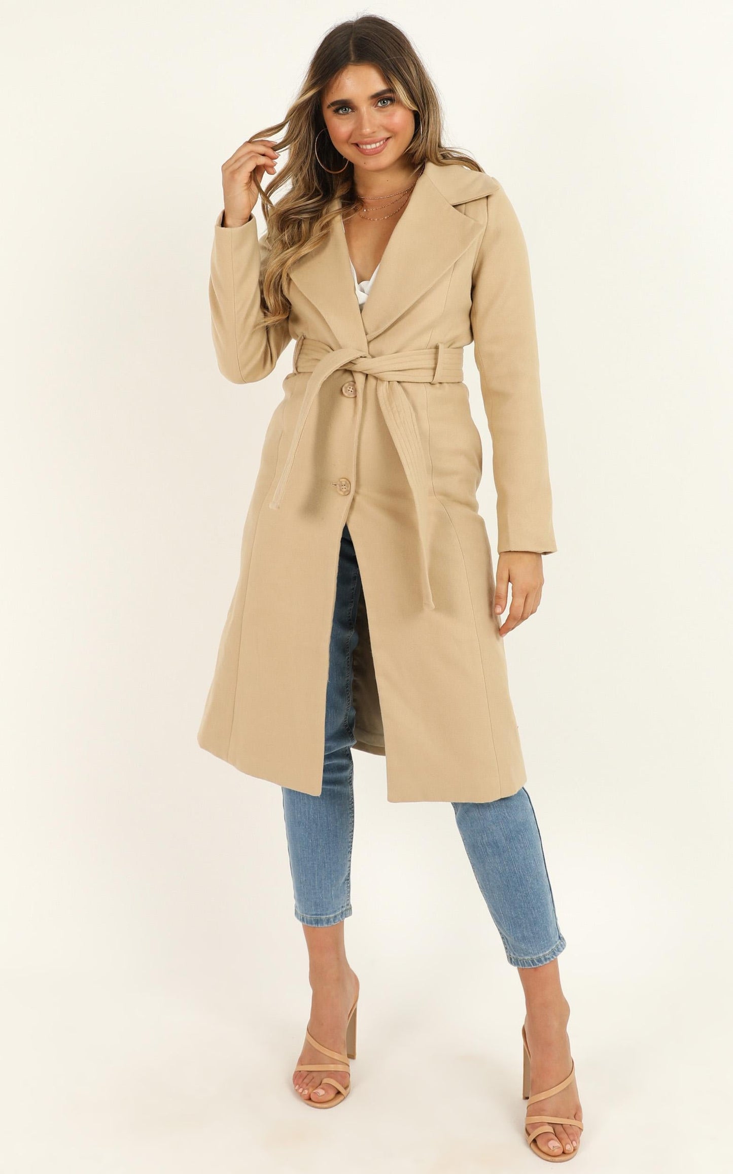 Class Act Trench Coat In Beige