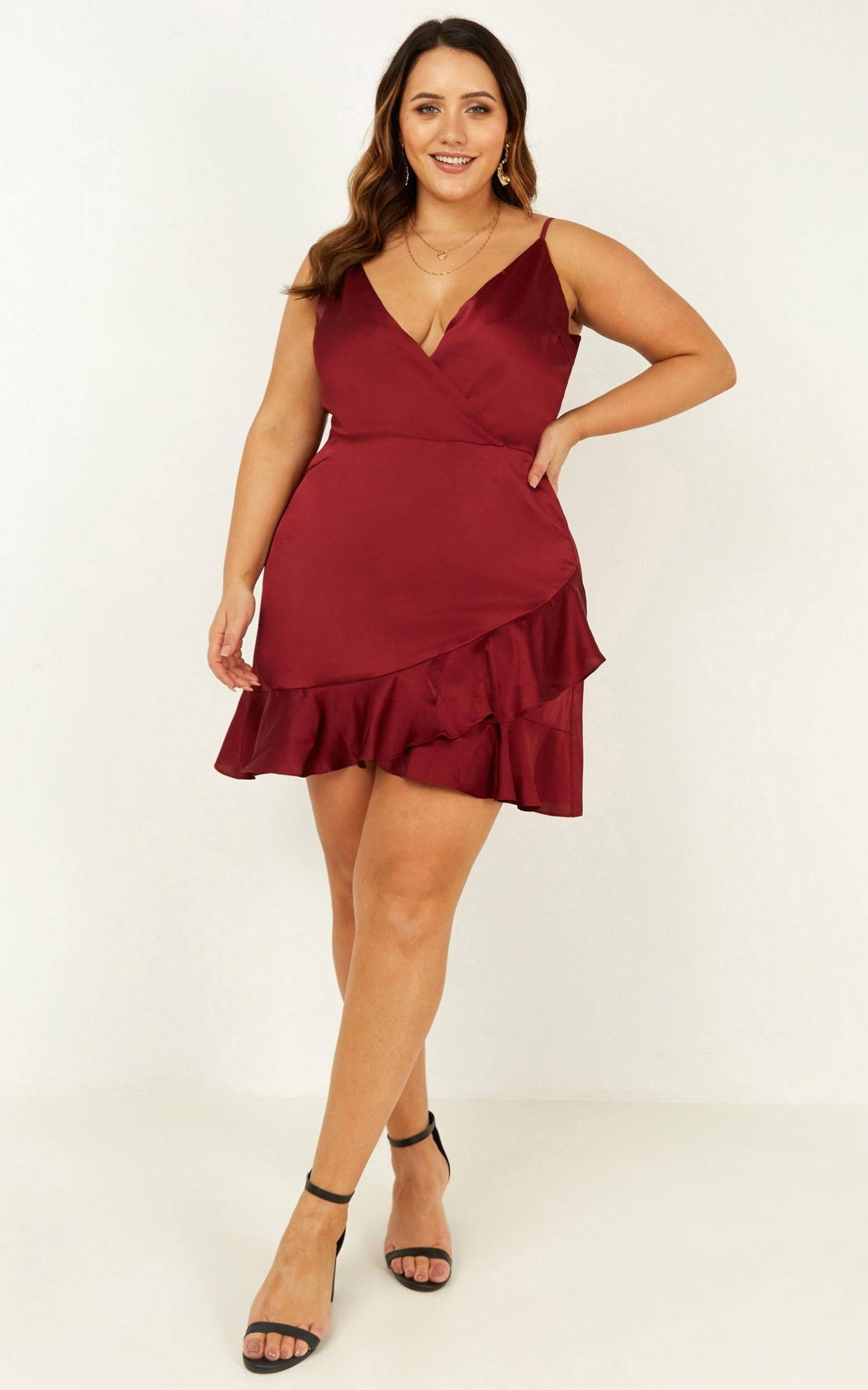 Cloud Cover Dress In Wine Satin