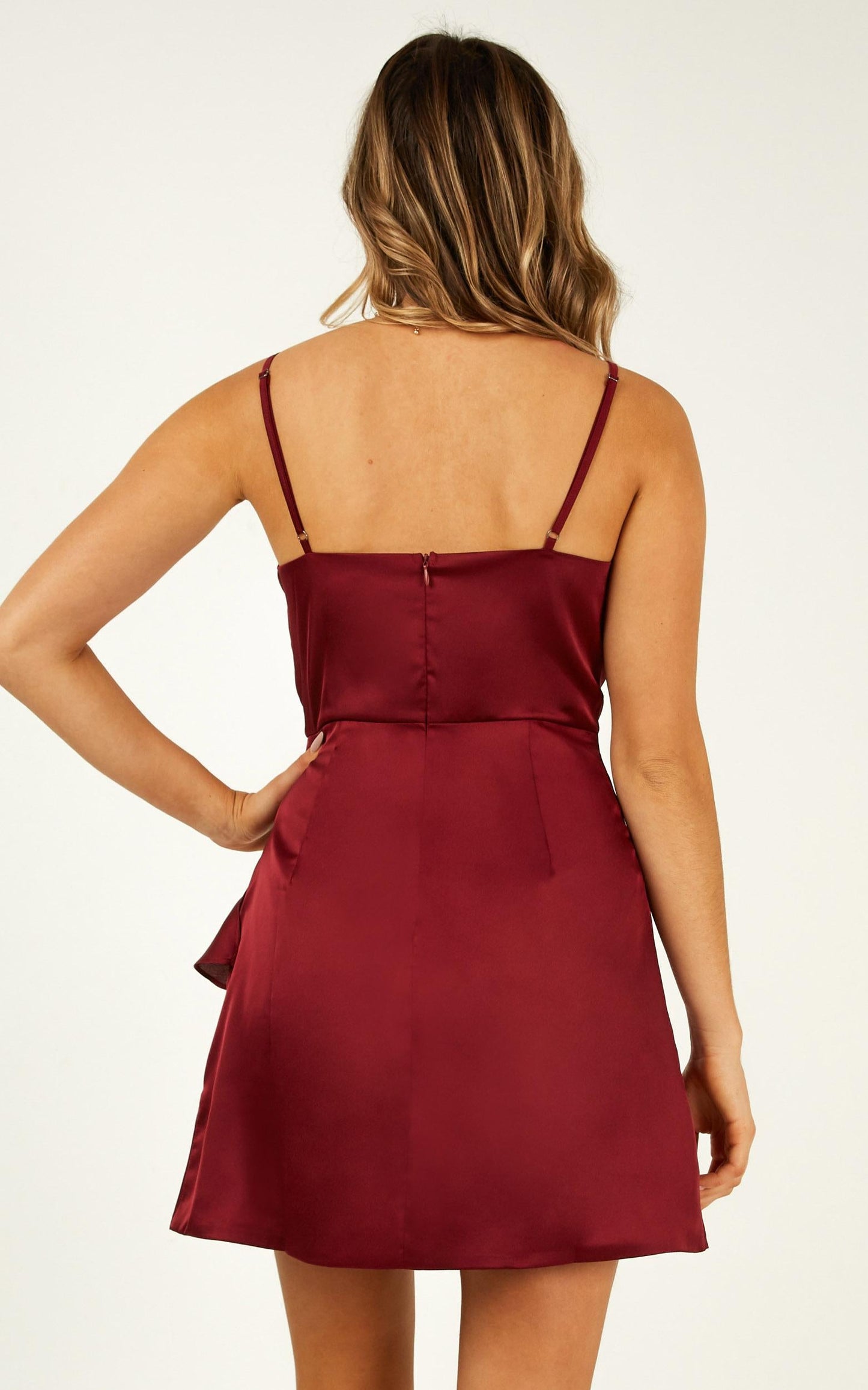 Cloud Cover Dress In Wine Satin