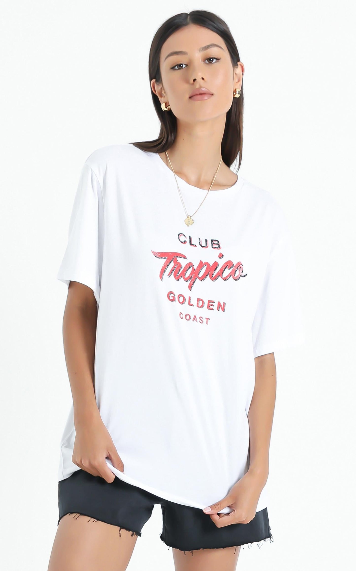 Charlie Holiday - Club Tropico Oversized Boyfriend Tee in White