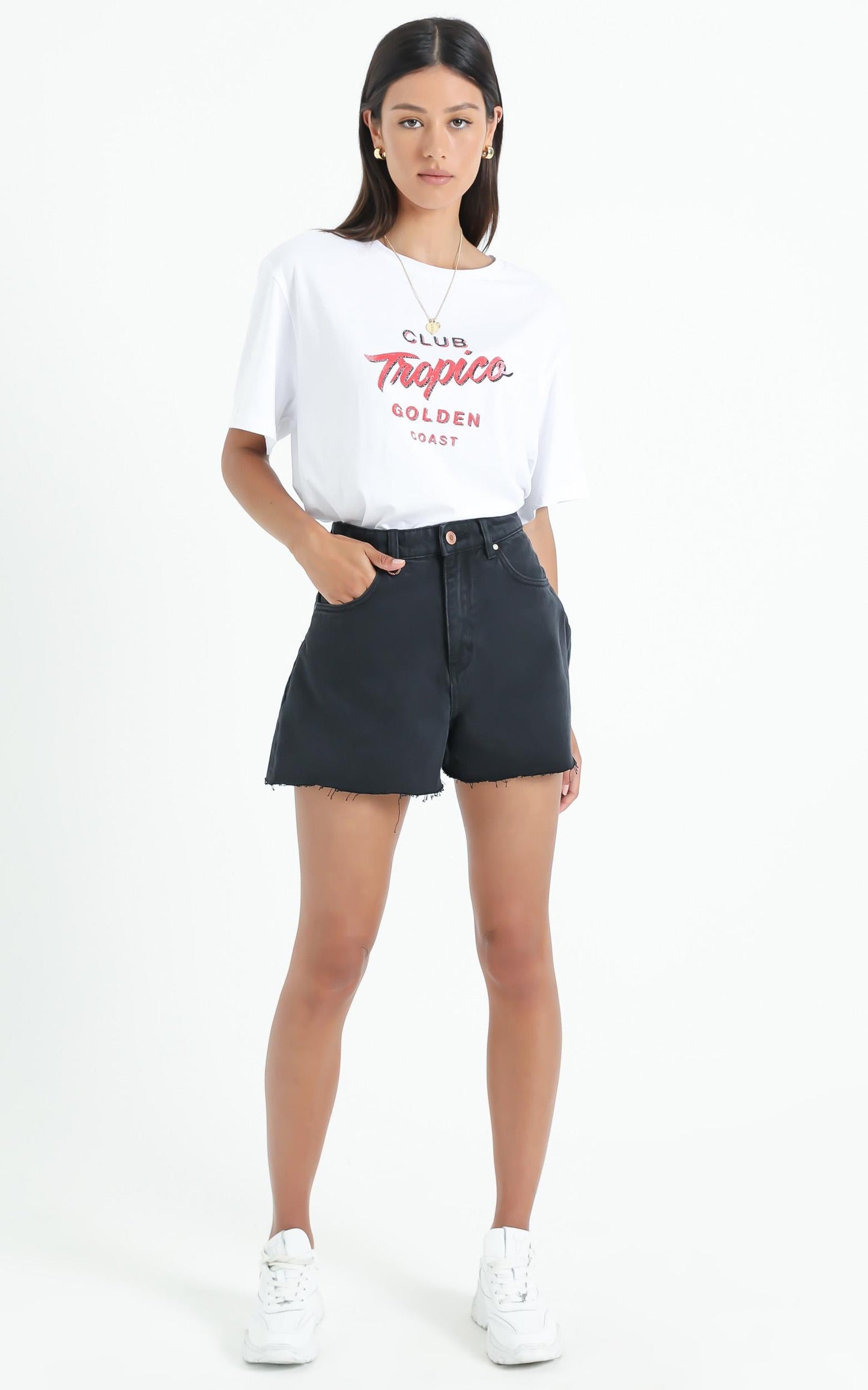 Charlie Holiday - Club Tropico Oversized Boyfriend Tee in White