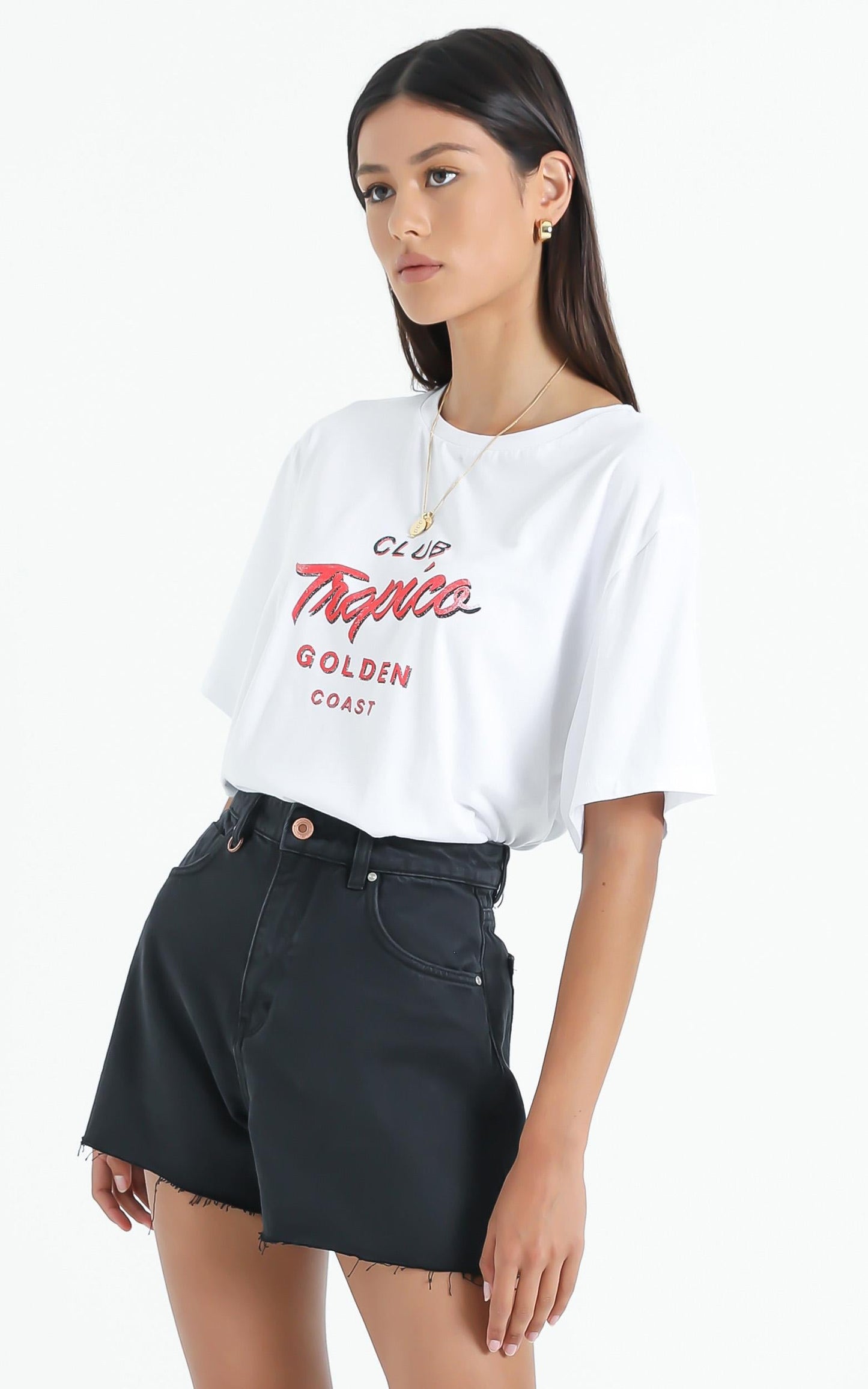 Charlie Holiday - Club Tropico Oversized Boyfriend Tee in White