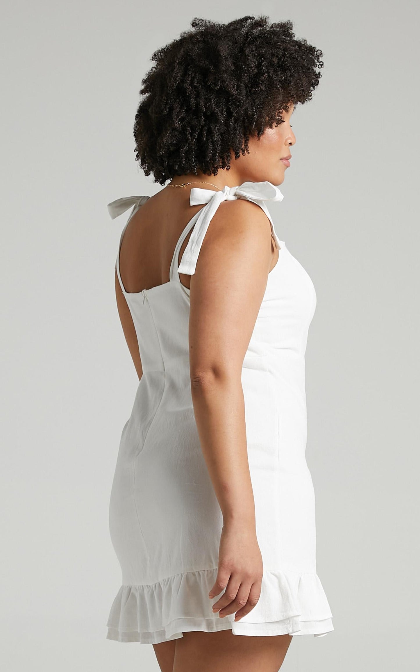 Coastal Getaway Mini Dress - Tie Strap Dress in White