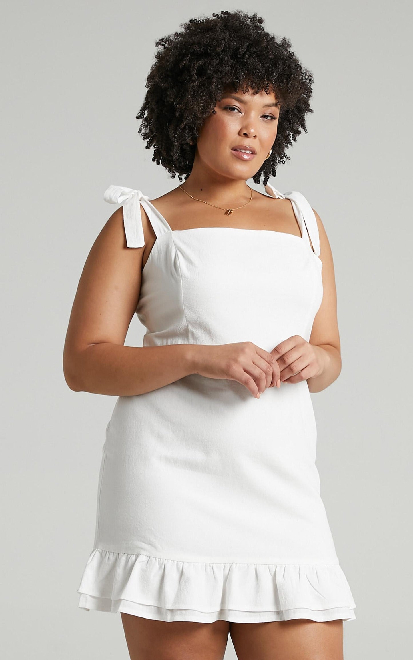Coastal Getaway Mini Dress - Tie Strap Dress in White