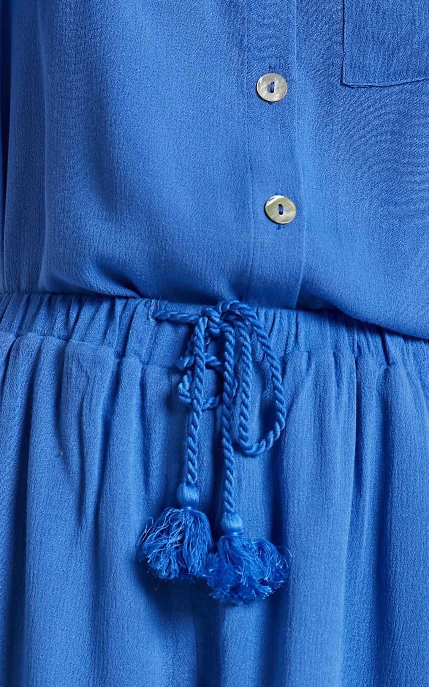 Jubilee Two Piece Set - Button Up Shirt and Shorts Set in Cobalt