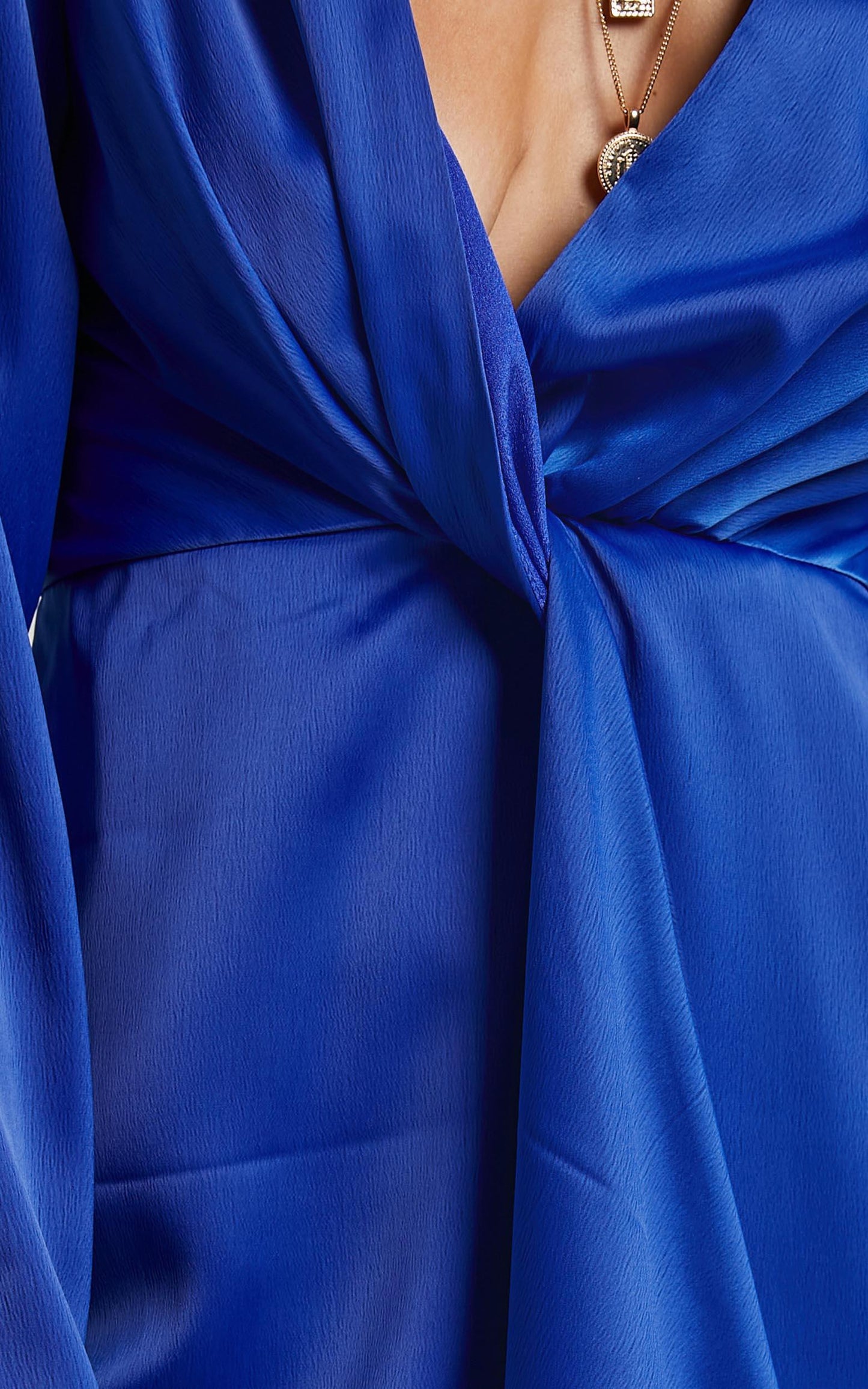 Stop Thinking About It Dress in Cobalt Satin