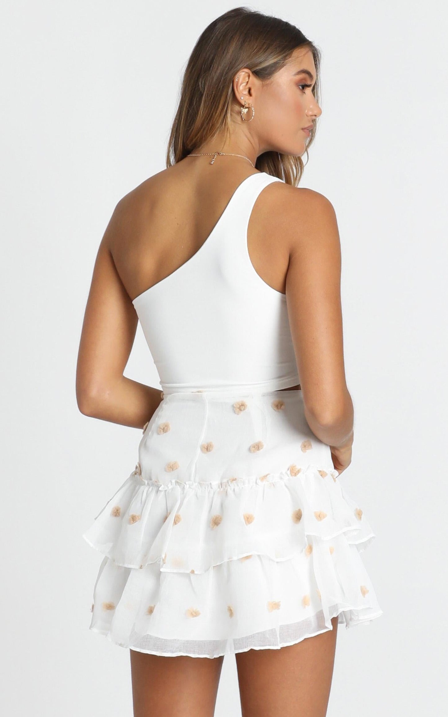 Collette Frill Skirt In White Floral