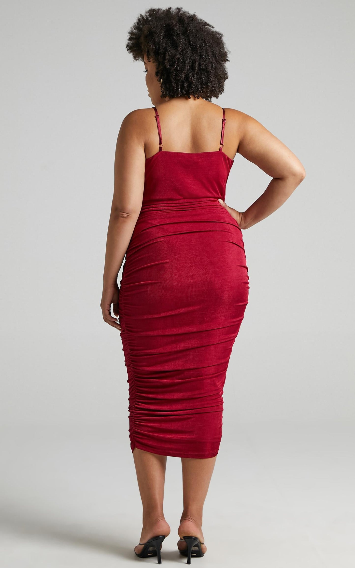 Commit To Me Midi Dress - Strappy Bodycon Dress in Wine