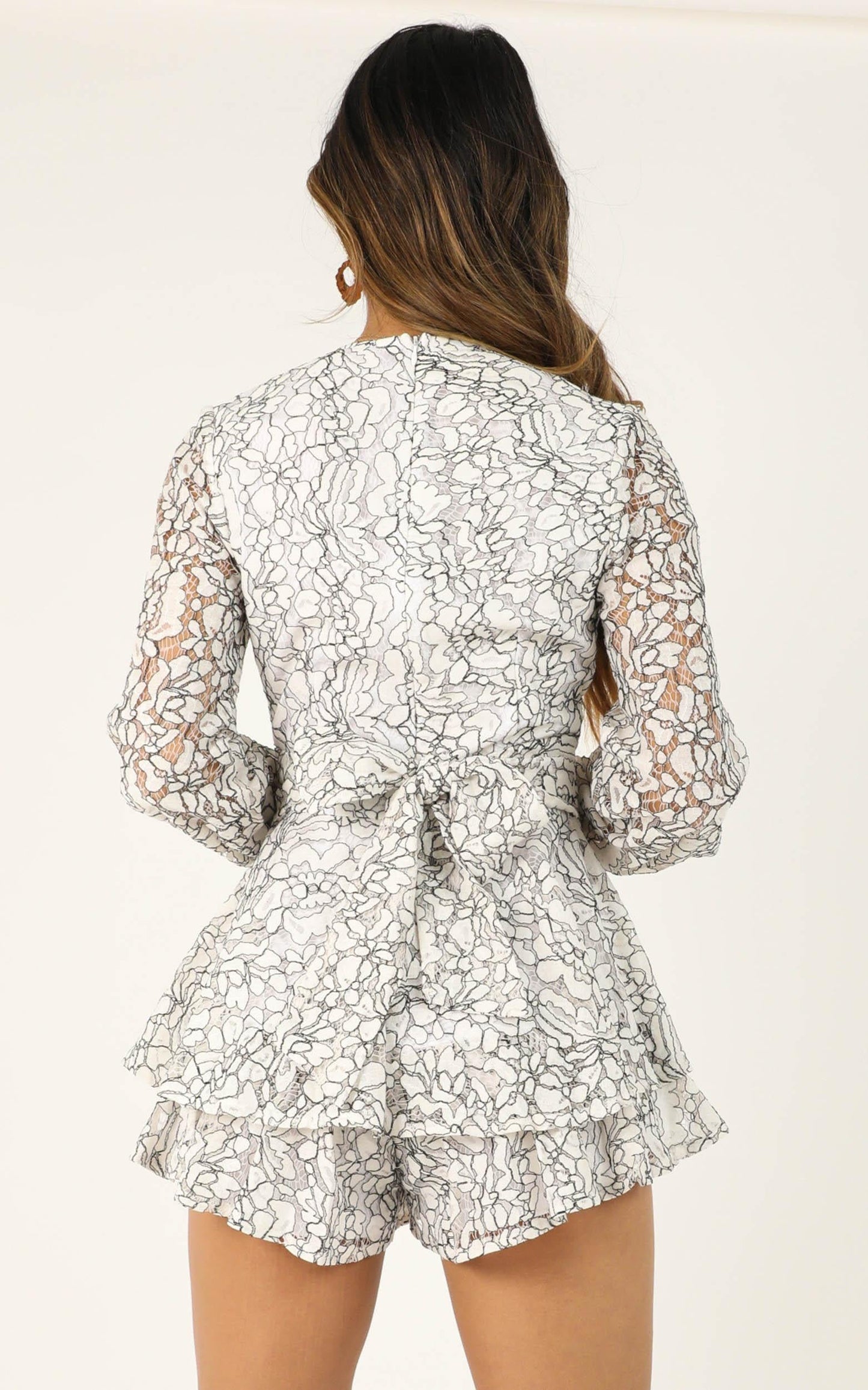 Communal Love Playsuit in White Lace