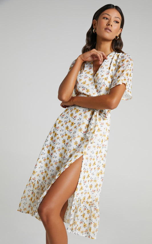 Conquer Today Dress in Mustard Floral