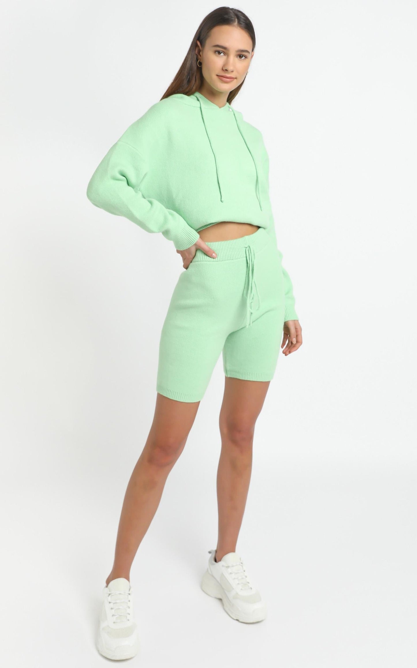 Cosy Club Knit Hoody in Mint