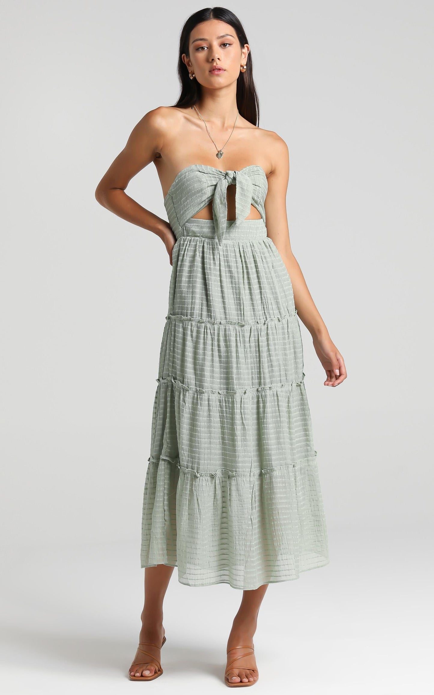 Tie Bust Maxi dress in Sage