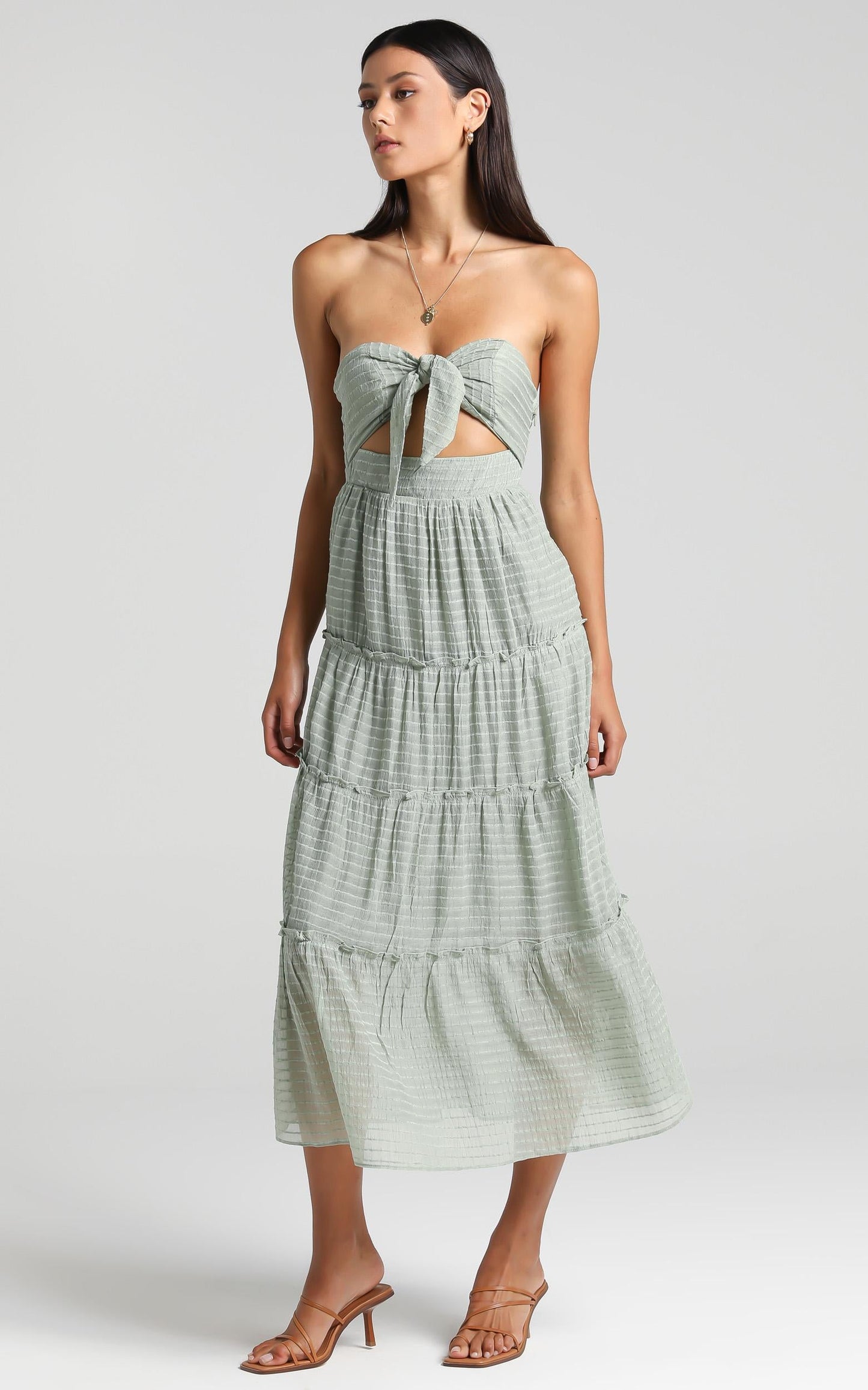 Tie Bust Maxi dress in Sage