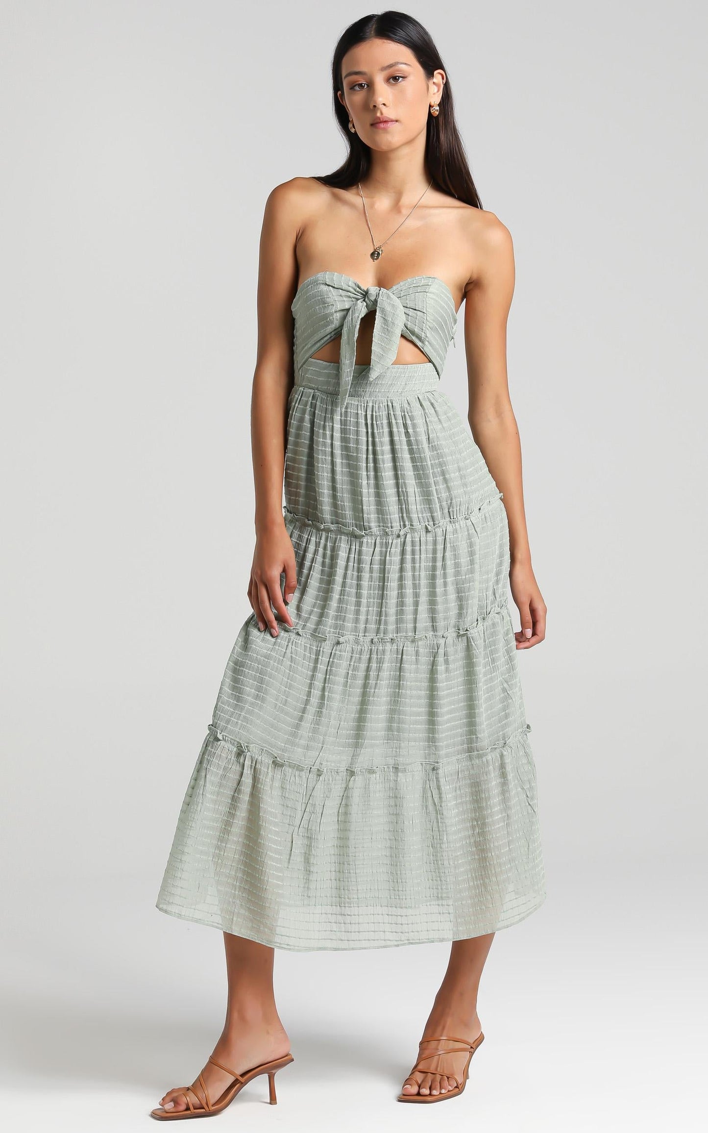 Tie Bust Maxi dress in Sage