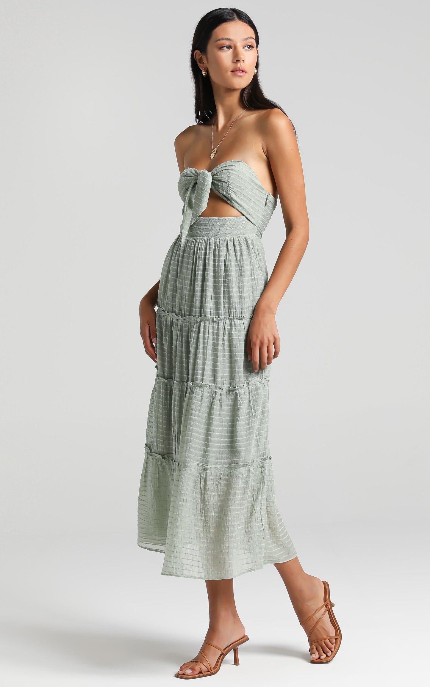 Tie Bust Maxi dress in Sage