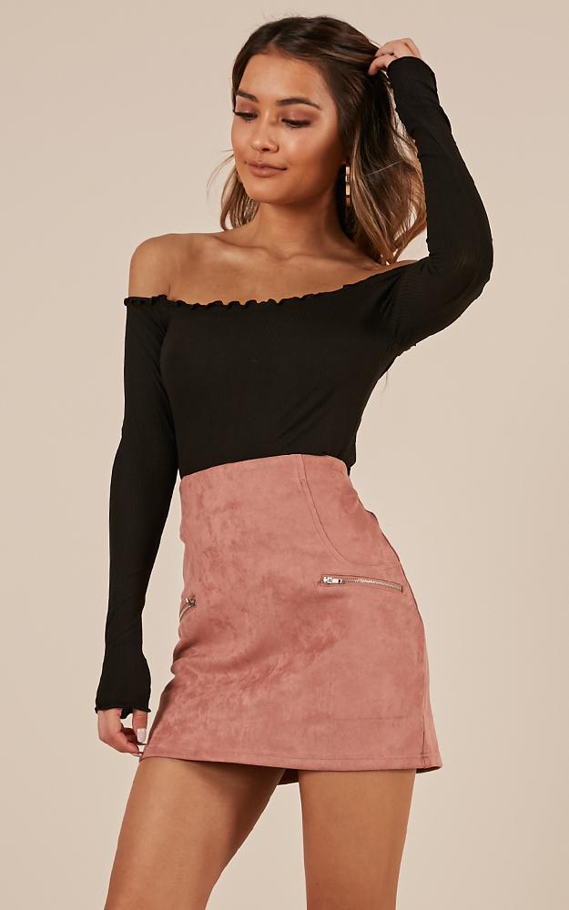 Way Ahead Skirt In Blush Suedette
