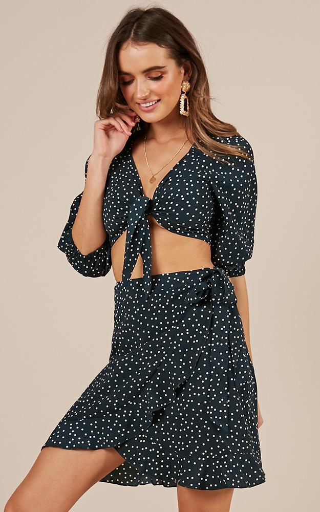 Feeling Sentimental Two Piece Set In Forest Green Spot