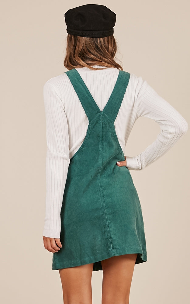 Gap Year Overall Dress In Green Cord