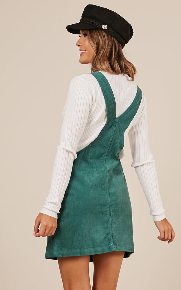 Gap Year Overall Dress In Green Cord