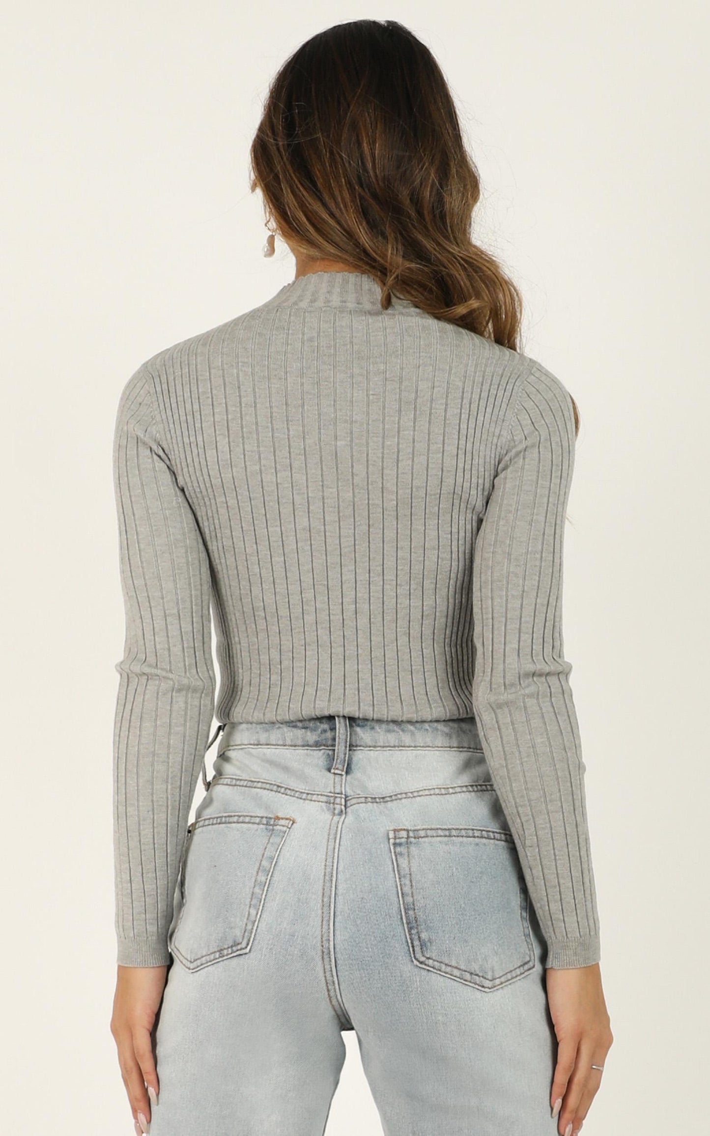 Downtown Dreams Knit Top In Grey