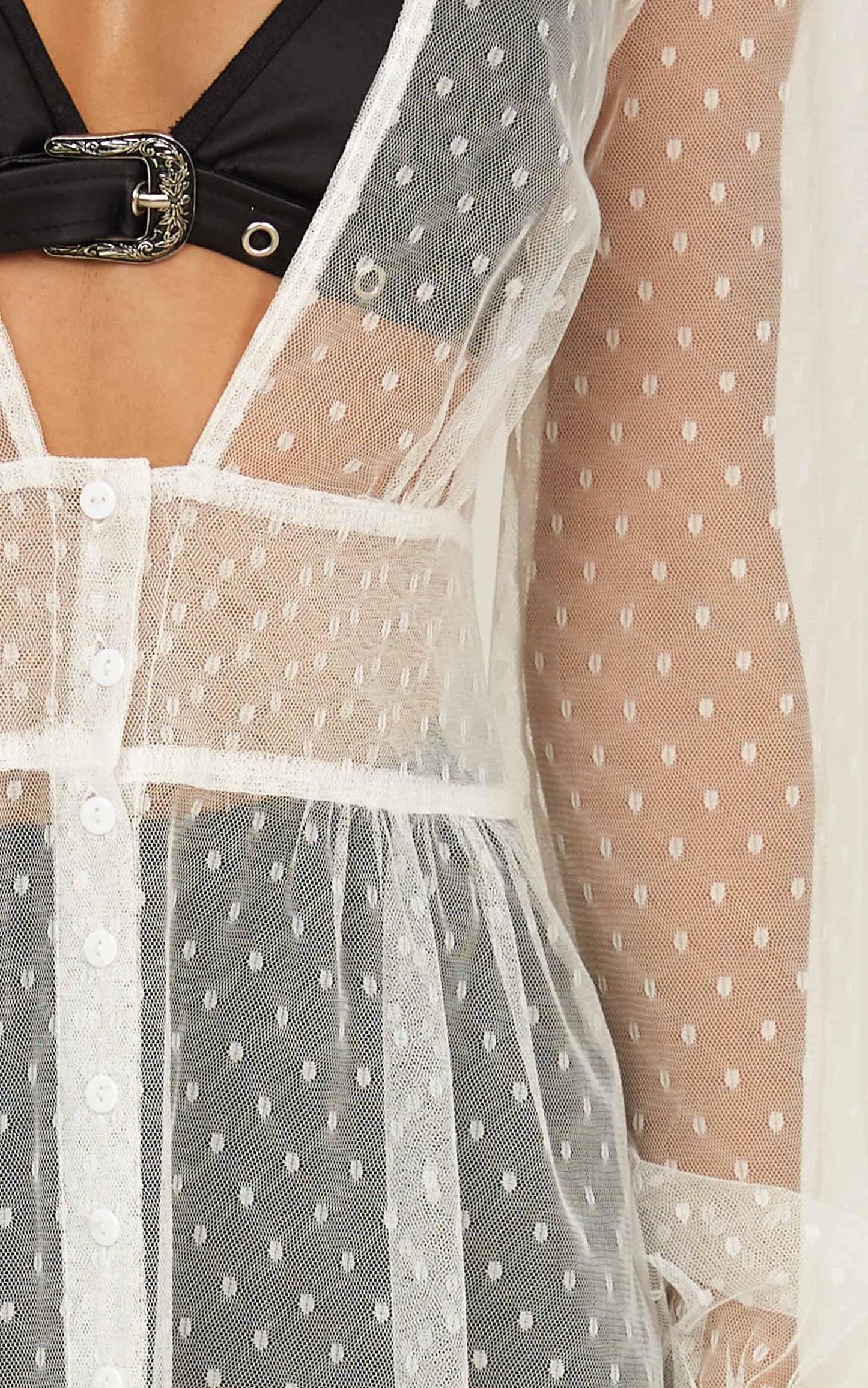 Crush On Me Maxi Dress In White Mesh