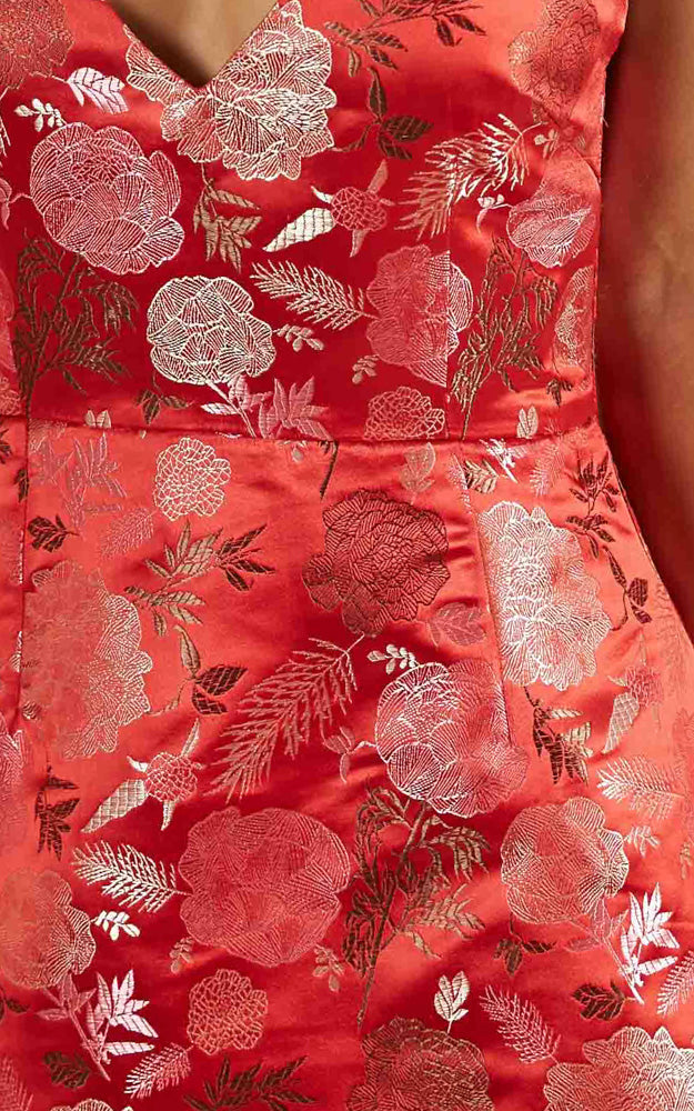 Same Old Love Dress In Red Oriental Print