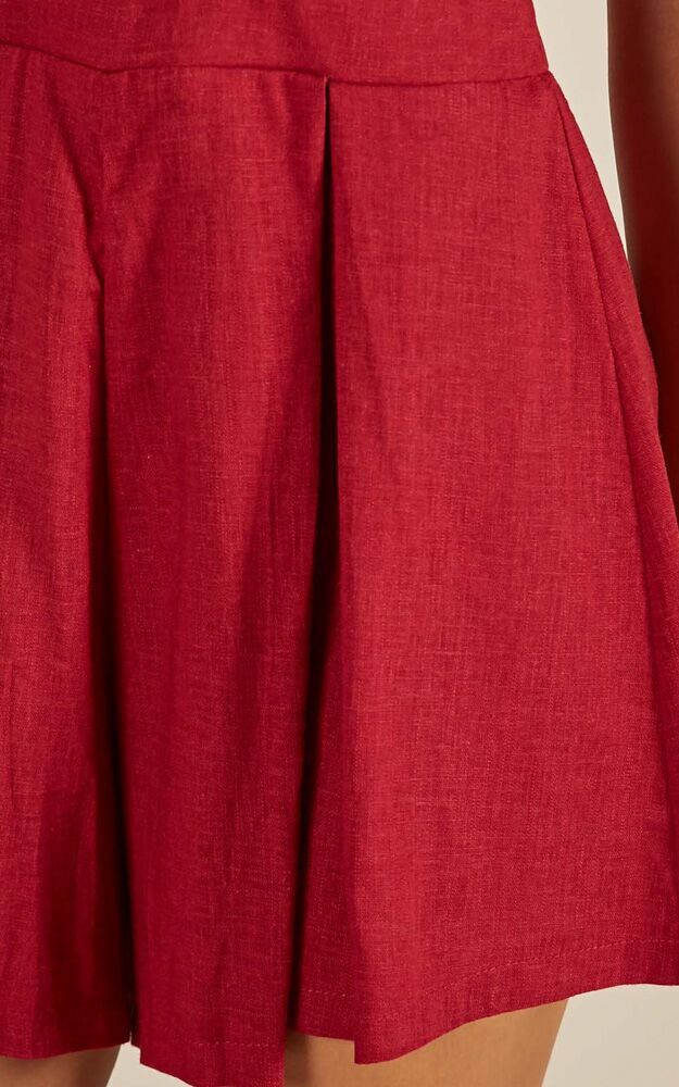 Baby Dreamer Playsuit In Wine Linen Look
