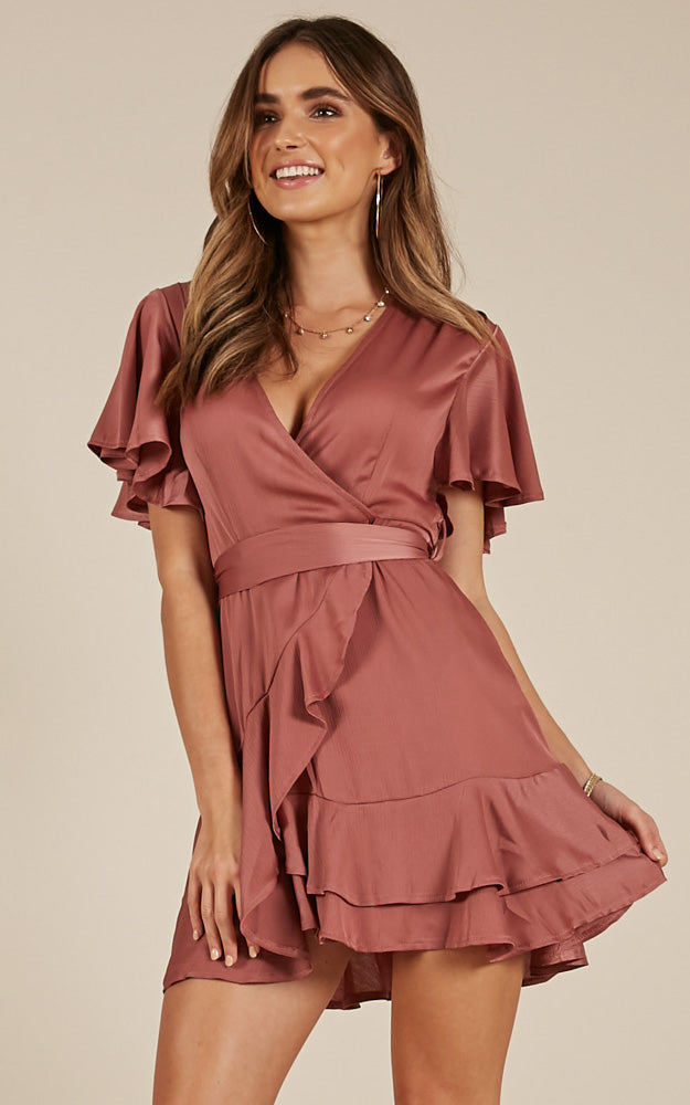 Thin Ice Dress In Rose Sateen