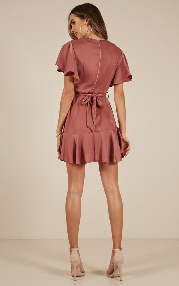 Thin Ice Dress In Rose Sateen
