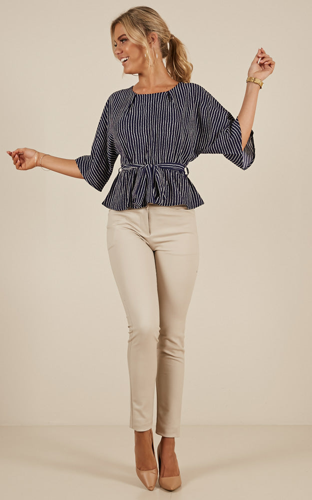 Different Ways Top In Navy Stripe
