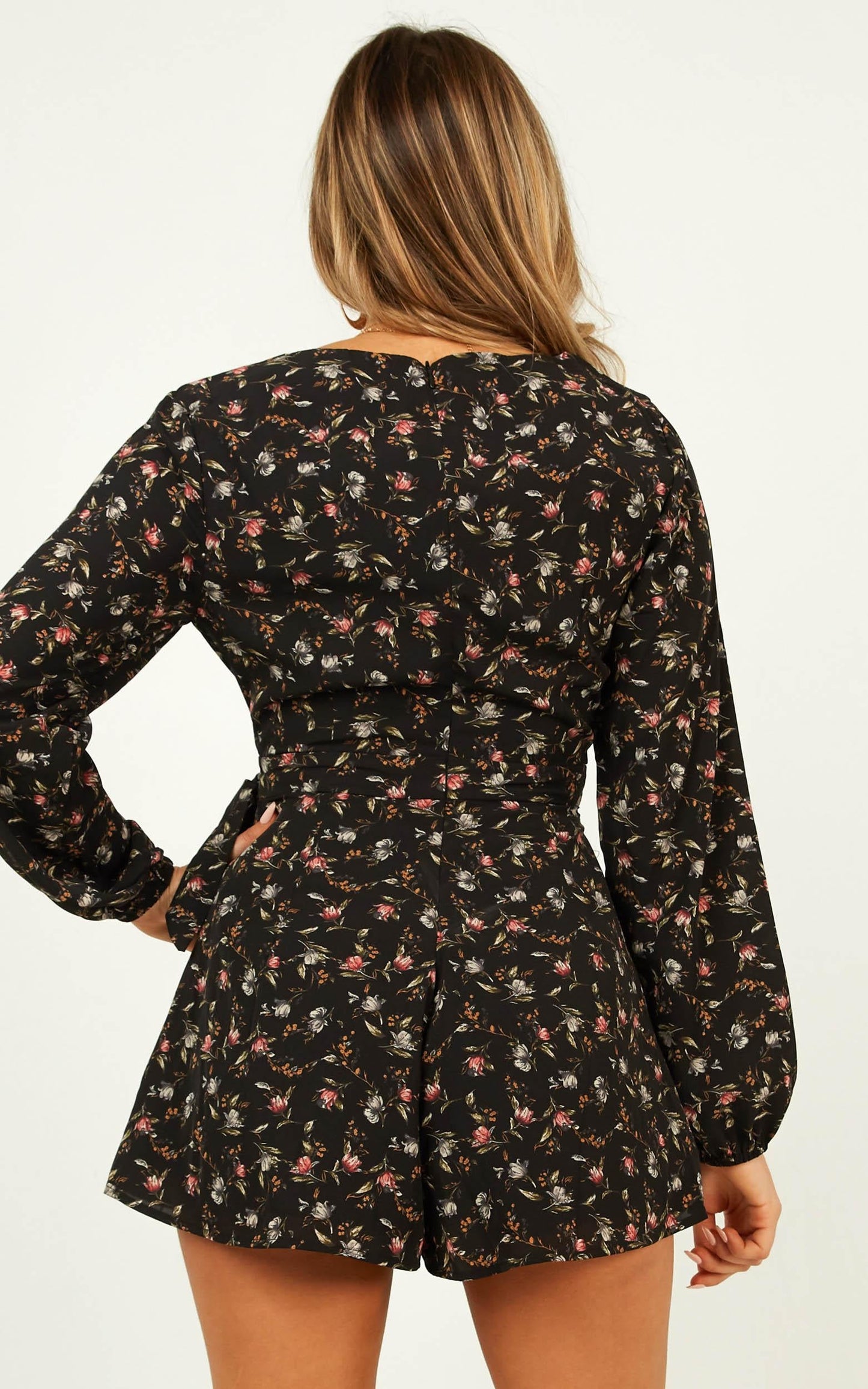 Cute Girl Playsuit in Black Floral