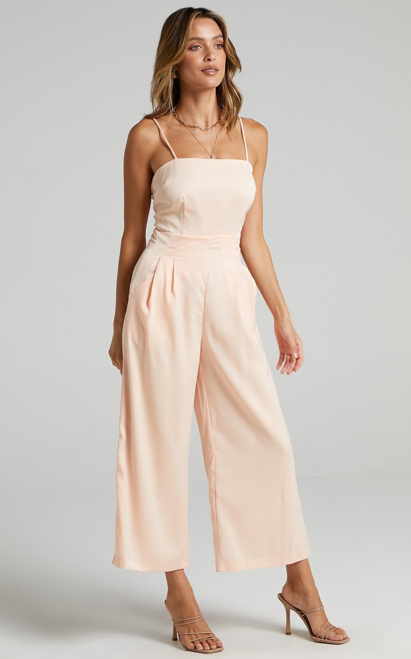 Daisy Jumpsuit in Champagne Satin