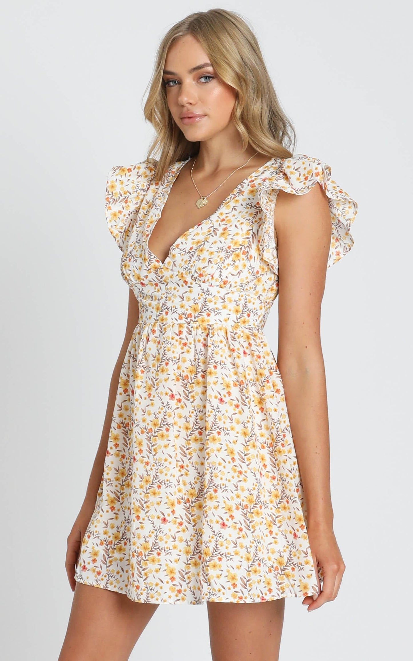 Back To Beginning Dress in Yellow Floral