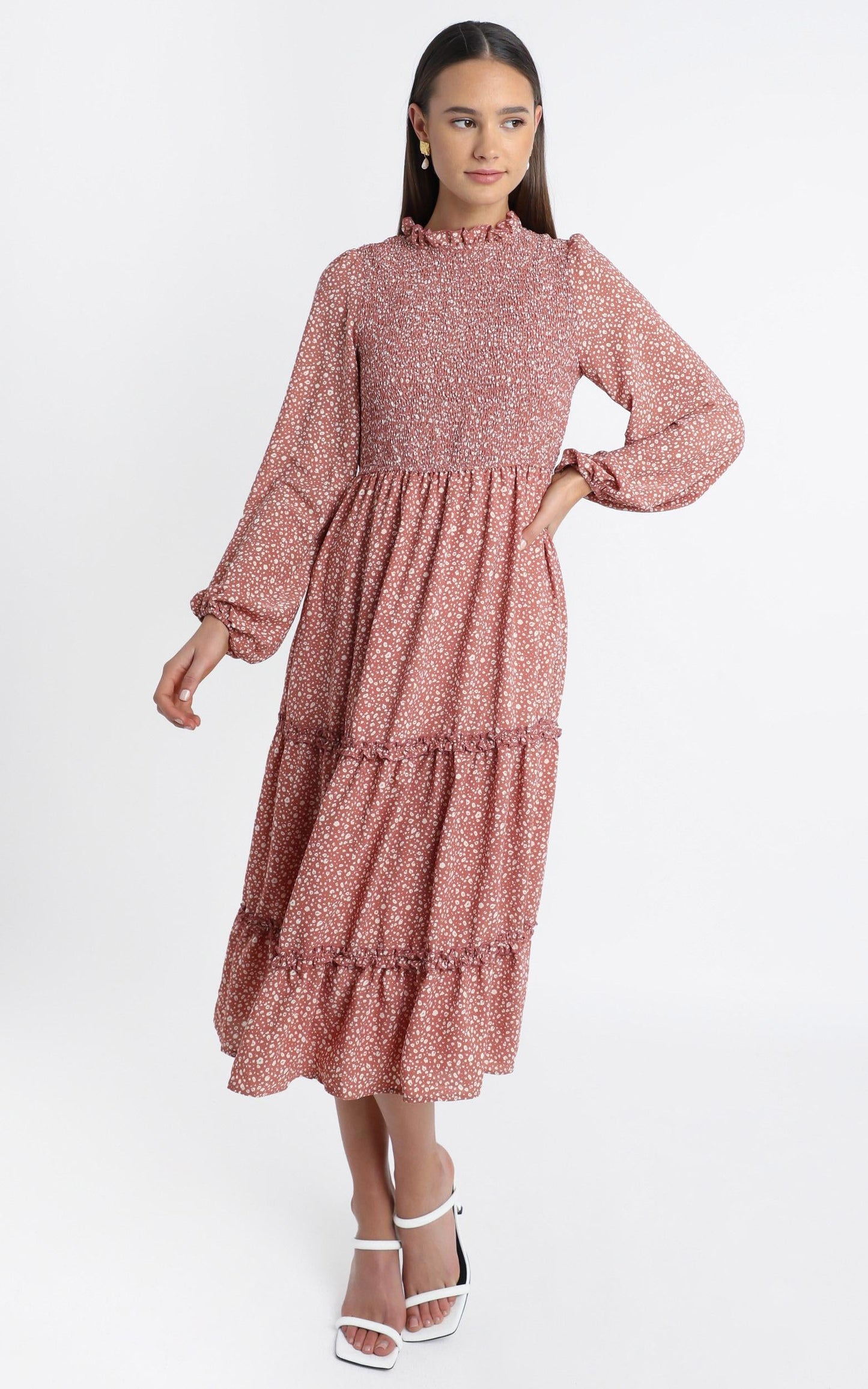 Fern Dress in Rust Floral